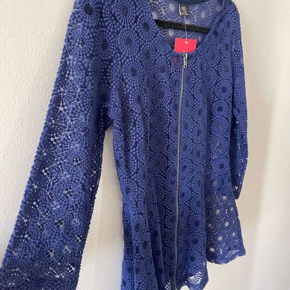 NWT Anthropologie Only Hearts Love is Enough Blue Sheer Lace Zipper large - Picture 5 of 13